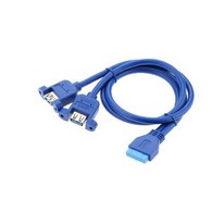 USB 3.0 20-pin Ženski do 2x USB 3.0 Ženski kabel s vijkom